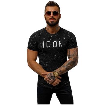 Textil Muži Trička s krátkým rukávem Ozonee Pánské tričko s potiskem Ynuka černá Černá