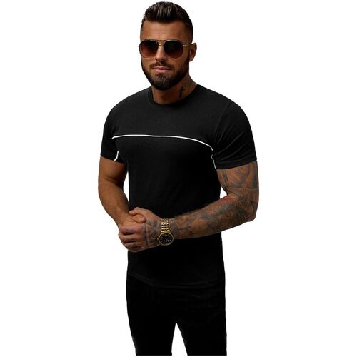 Textil Muži Trička s krátkým rukávem Ozonee Pánské tričko s potiskem Ozoko černá Černá