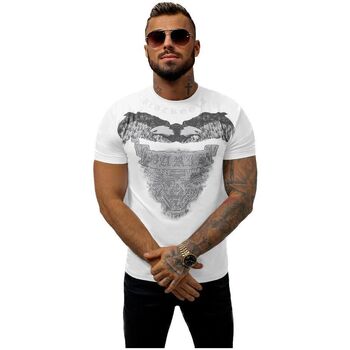 Textil Muži Trička s krátkým rukávem Ozonee Pánské tričko s potiskem Uma bílá Bílá