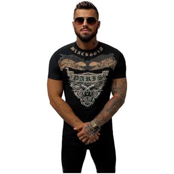 Textil Muži Trička s krátkým rukávem Ozonee Pánské tričko s potiskem Uma černá Černá