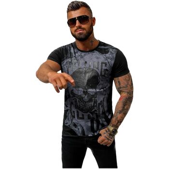 Textil Muži Trička s krátkým rukávem Ozonee Pánské tričko s potiskem Rabgyal černá Černá