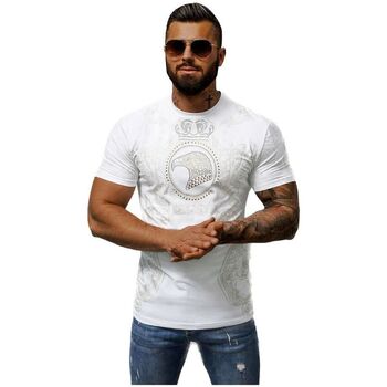Textil Muži Trička s krátkým rukávem Ozonee Pánské tričko s potiskem Rahol bílá Bílá