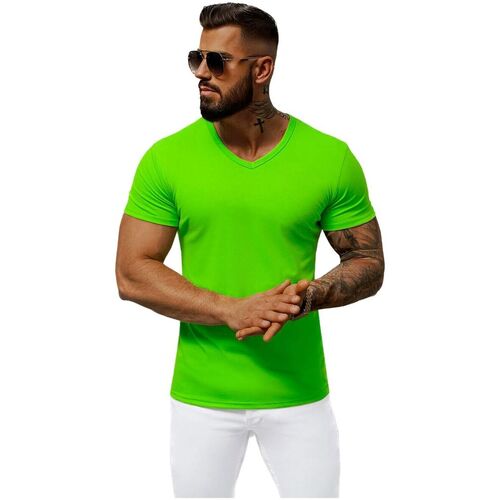 Textil Muži Trička s krátkým rukávem Ozonee Pánské tričko s krátkým rukávem Kalinka zelená Zelená