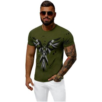 Textil Muži Trička s krátkým rukávem Ozonee Pánské tričko s potiskem Bulb zelená Zelená