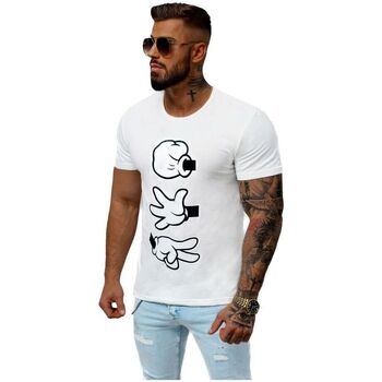 Textil Muži Trička s krátkým rukávem Ozonee Pánské tričko s potiskem Matron bílá Bílá