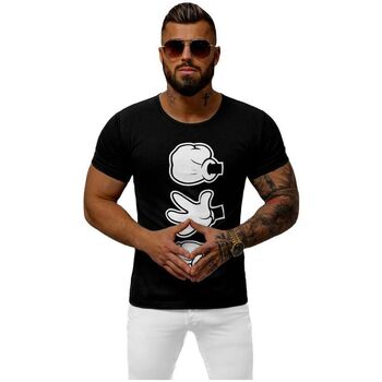 Textil Muži Trička s krátkým rukávem Ozonee Pánské tričko s potiskem Matron černá Černá