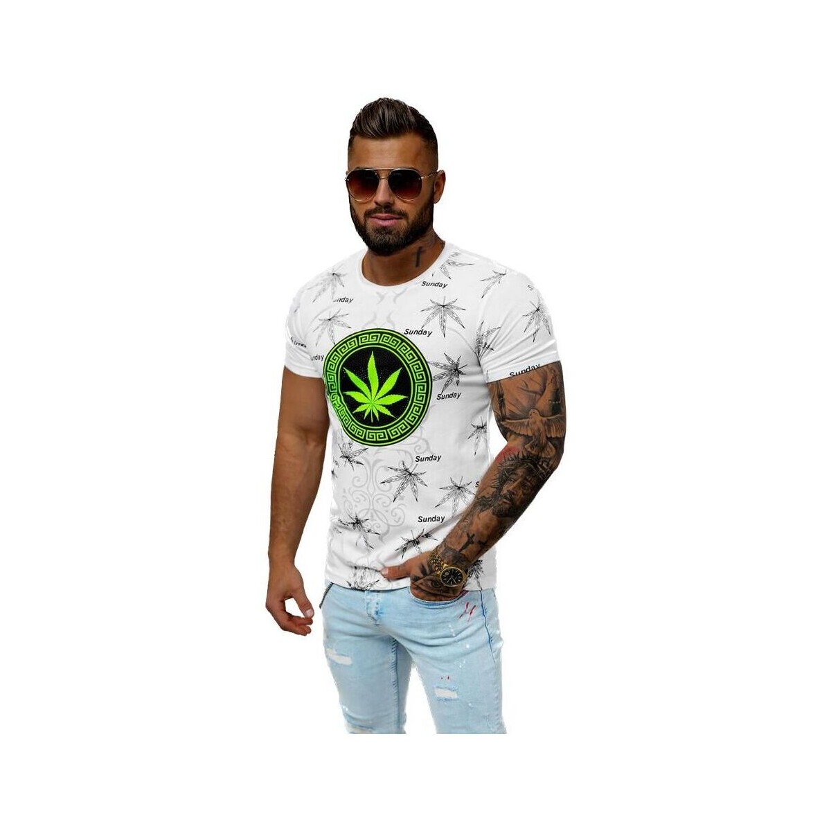 Textil Muži Trička s krátkým rukávem Ozonee Pánské tričko s potiskem Grirdred bílá Bílá