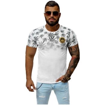 Textil Muži Trička s krátkým rukávem Ozonee Pánské tričko s potiskem Bleonham bílá Bílá
