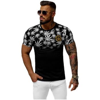 Textil Muži Trička s krátkým rukávem Ozonee Pánské tričko s potiskem Vortinc černá Černá