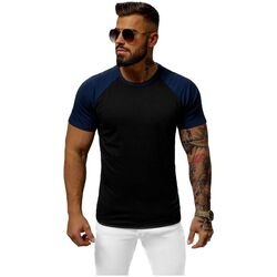 Textil Muži Trička s krátkým rukávem Ozonee Pánské tričko s krátkým rukávem Shaft černo-navy Černá/Modrá tmavá