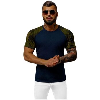Textil Muži Trička s krátkým rukávem Ozonee Pánské tričko s krátkým rukávem Shack navy Tmavě modrá