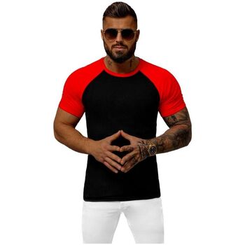 Textil Muži Trička s krátkým rukávem Ozonee Pánské tričko s krátkým rukávem Quill černo-červená Černá/Červená