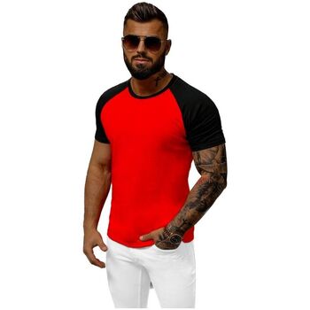 Textil Muži Trička s krátkým rukávem Ozonee Pánské tričko s krátkým rukávem Post červeno-černá Červená