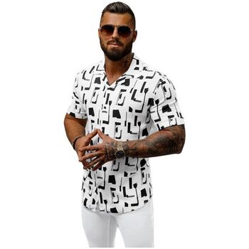 Textil Muži Košile s dlouhymi rukávy Ozonee Pánská košile s krátkým rukávem Ozarad bílá Bílá