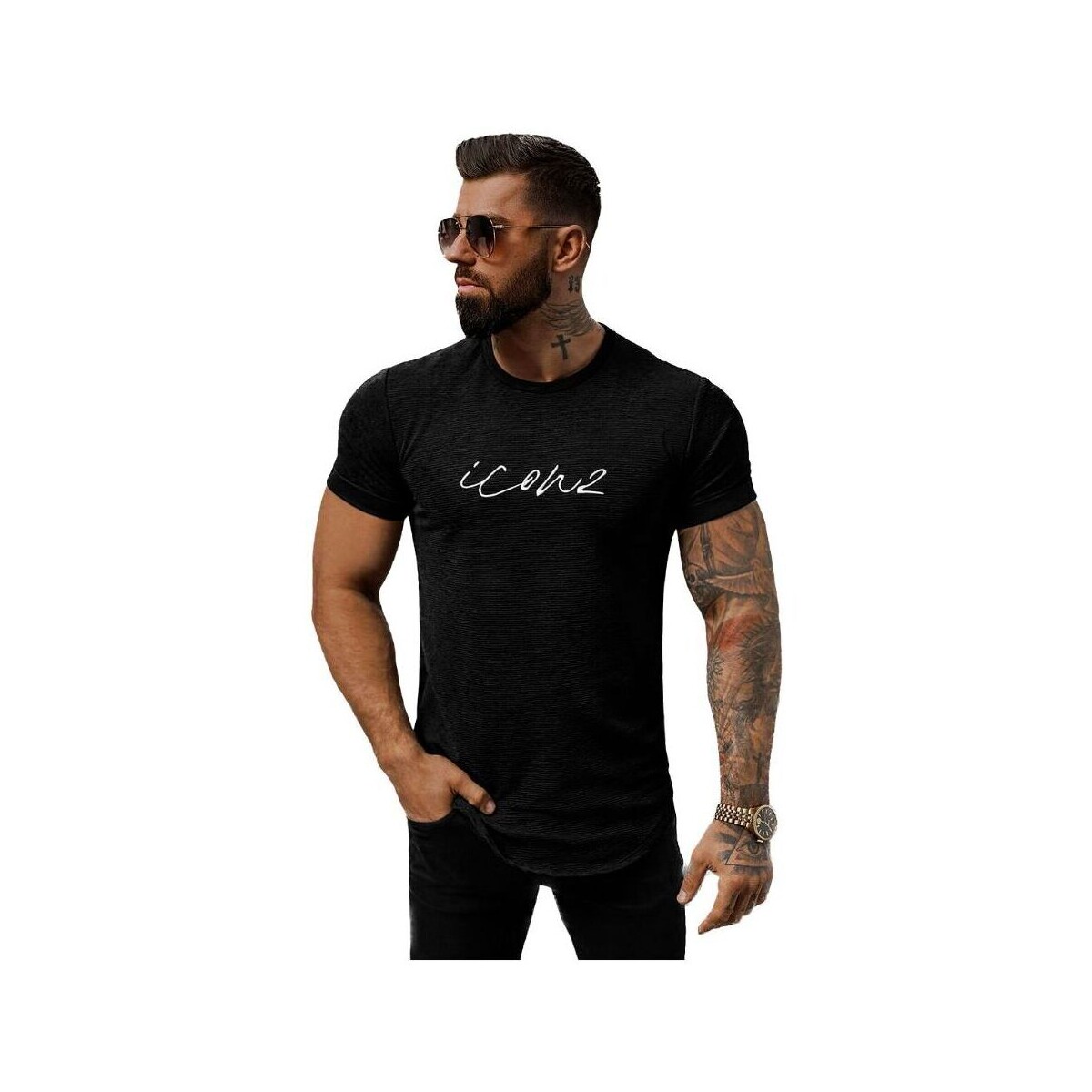 Textil Muži Trička s krátkým rukávem Ozonee Pánské tričko s krátkým rukávem Siento černá Černá