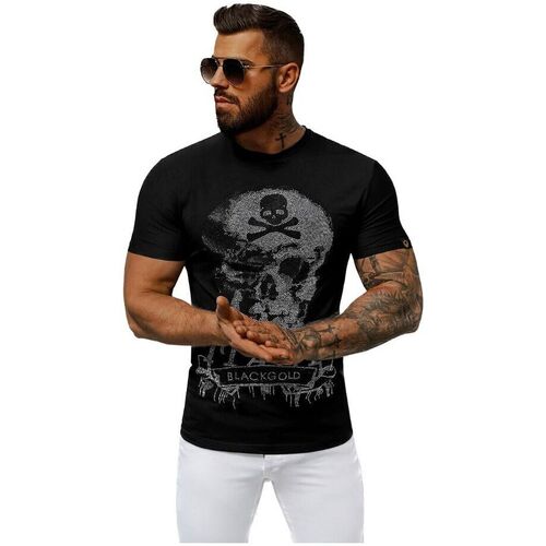Textil Muži Trička s krátkým rukávem Ozonee Pánské tričko s krátkým rukávem Gyurmey černá Černá