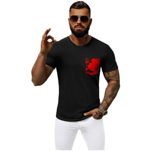 Textil Muži Trička s krátkým rukávem Ozonee Pánské tričko s krátkým rukávem Kourtesis černo-červená Černá/Červená