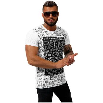 Textil Muži Trička s krátkým rukávem Ozonee Pánské tričko s potiskem Nihn bílá Bílá