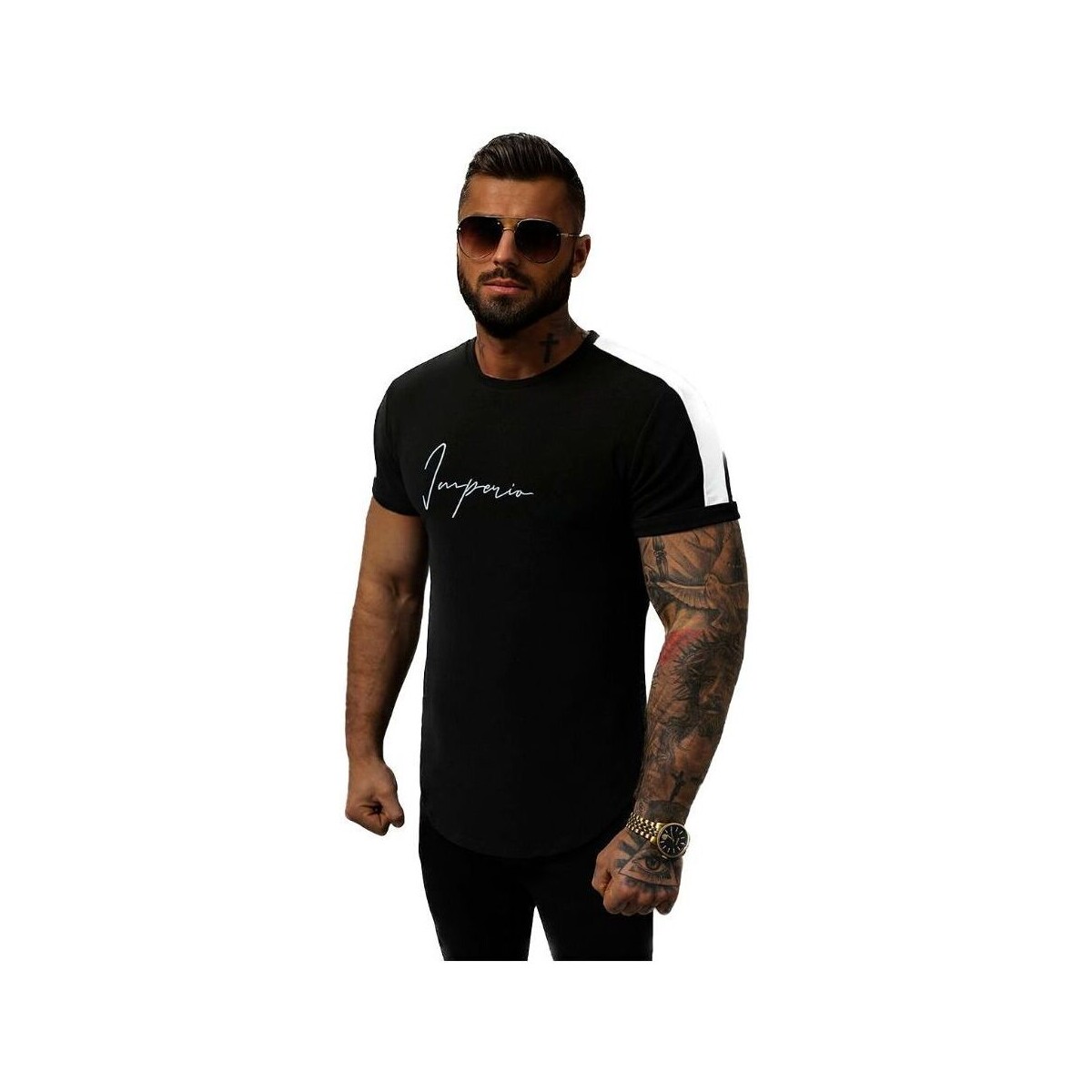 Textil Muži Trička s krátkým rukávem Ozonee Pánské tričko s krátkým rukávem Lolla černá Černá