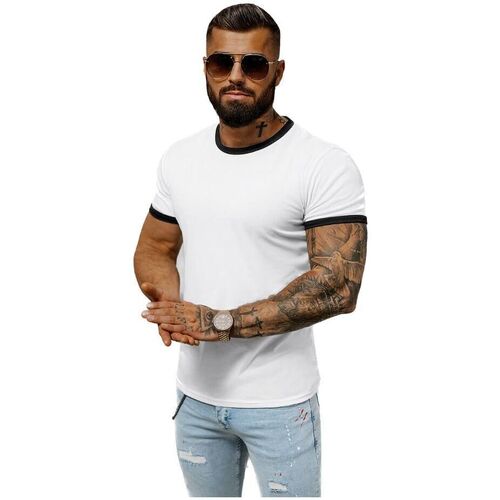 Textil Muži Trička s krátkým rukávem Ozonee Pánské tričko s krátkým rukávem Bore bílá Bílá