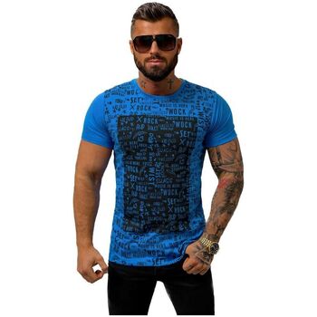 Textil Muži Trička s krátkým rukávem Ozonee Pánské tričko s potiskem Mioruhn modrá Modrá