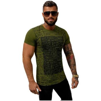 Textil Muži Trička s krátkým rukávem Ozonee Pánské tričko s potiskem Eh zelená Zelená