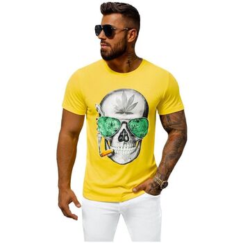 Textil Muži Trička s krátkým rukávem Ozonee Pánské tričko s potiskem Anjelica žlutá Žlutá
