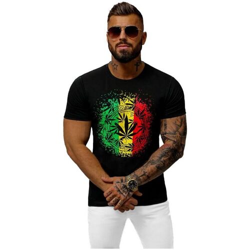 Textil Muži Trička s krátkým rukávem Ozonee Pánské tričko s potiskem Eliaste černá Černá
