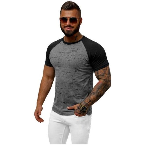 Textil Muži Trička s krátkým rukávem Ozonee Pánské tričko s krátkým rukávem Songon antracitová Šedá