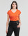 Textil Ženy Trička s krátkým rukávem Pieces PCBILLO TEE LUREX STRIPES Oranžová