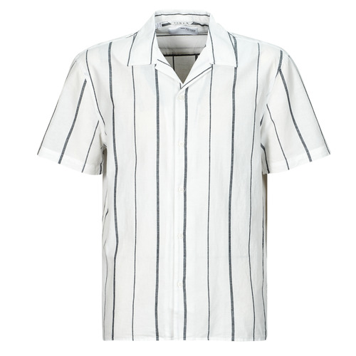 Textil Muži Košile s krátkými rukávy Selected SLHRELAXNEW-LINEN Modrá / Bílá
