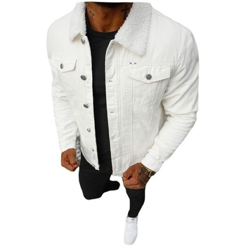 Textil Muži Riflové bundy Ozonee Pánská džínová bunda Sherpa Zanahor bílá Bílá