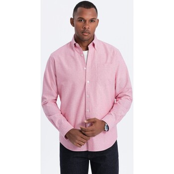 Textil Muži Košile s dlouhymi rukávy Ombre Pánská košile s dlouhým rukávem Copperfog růžová Růžová