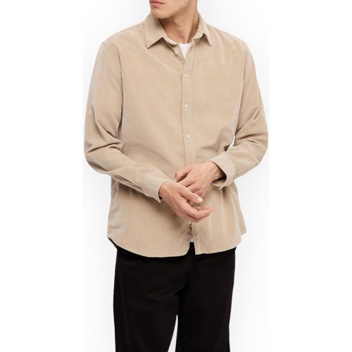 Textil Muži Košile s dlouhymi rukávy Selected 16090182 BREEN Béžová