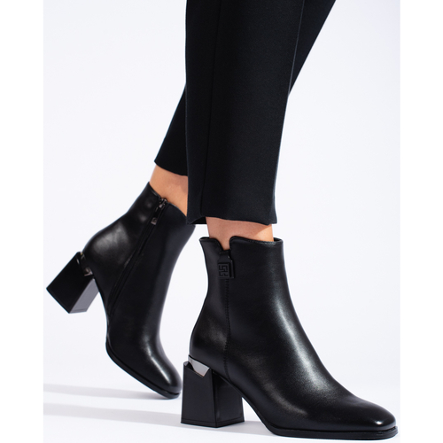 Boty Ženy Kotníkové boty W. Potocki Zajímavé černé  kotníčkové boty dámské na širokém podpatku 