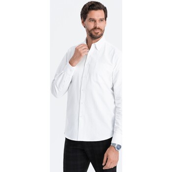 Textil Muži Košile s dlouhymi rukávy Ombre Pánská košile s dlouhým rukávem Copperfog bílá Bílá