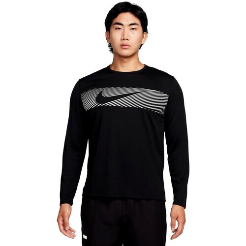 Textil Muži Trička s dlouhými rukávy Nike CAMISETA  RUNNING MILER FLASH FB8552 Černá
