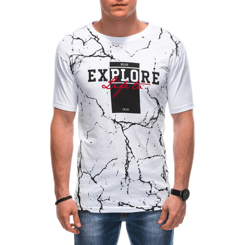Textil Muži Trička s krátkým rukávem Deoti Pánské tričko s potiskem Evanor bílá Bílá
