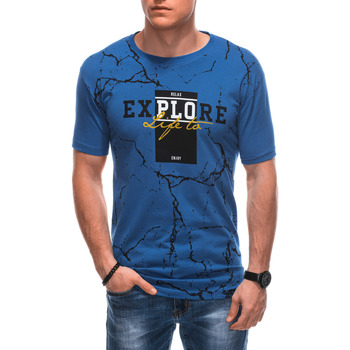 Textil Muži Trička s krátkým rukávem Deoti Pánské tričko s potiskem Evanor modrá Modrá