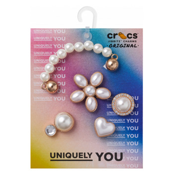 Crocs Dainty Pearl Jewelry 5 Pack Bílá / Zlatá