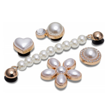 Crocs Dainty Pearl Jewelry 5 Pack Bílá / Zlatá
