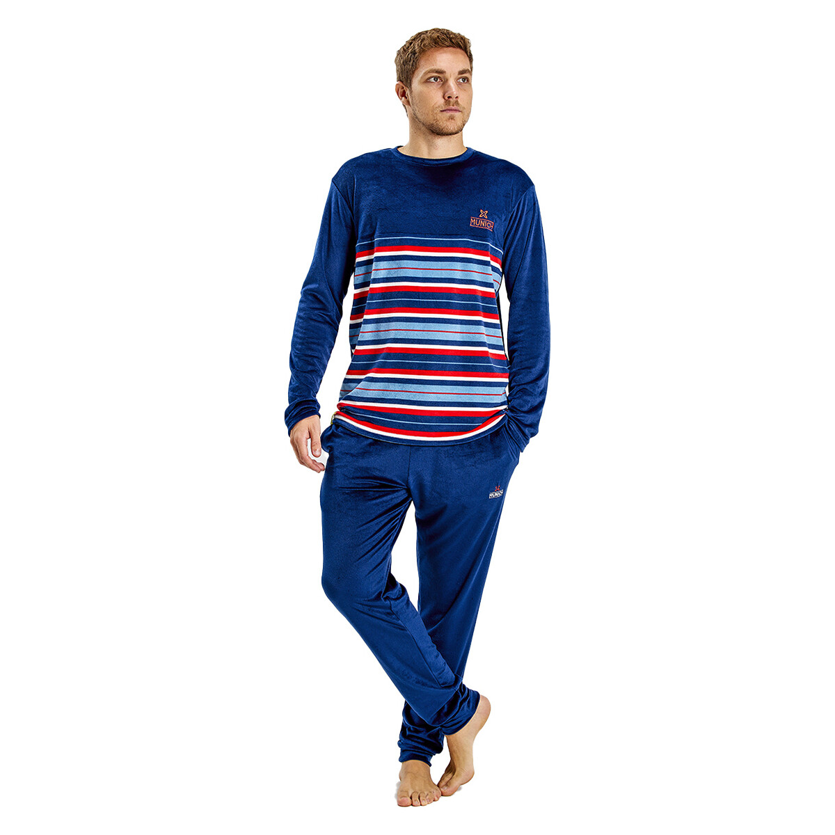 Textil Muži Pyžamo / Noční košile Munich MUDP0152 Modrá