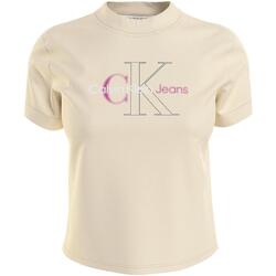 Textil Ženy Trička s krátkým rukávem Calvin Klein Jeans  Béžová