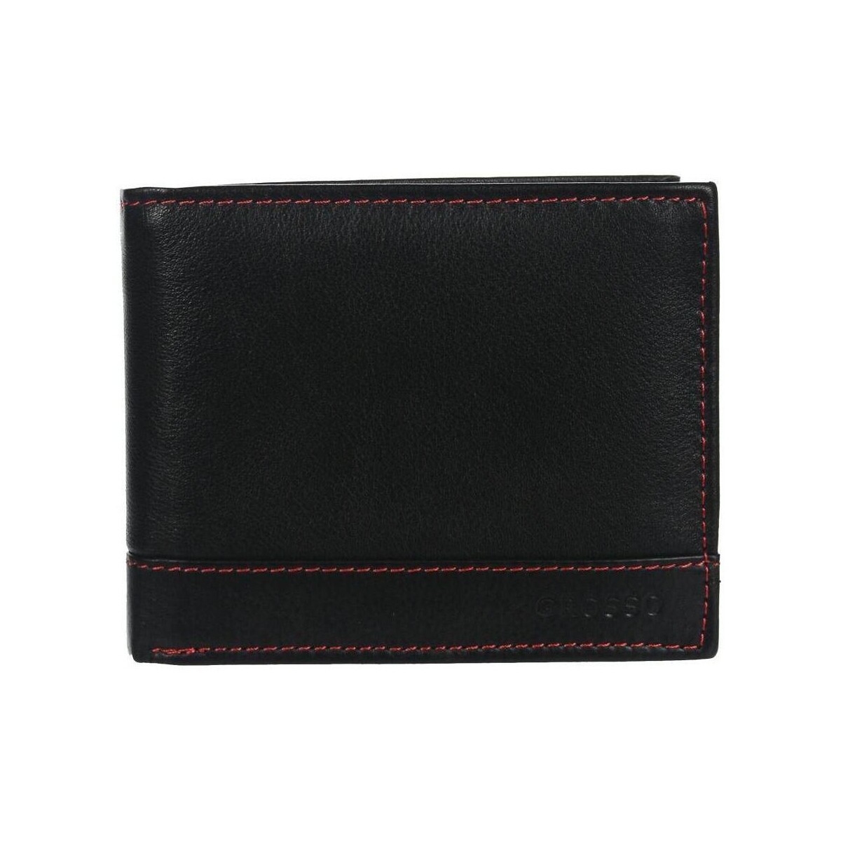 Taška Muži Náprsní tašky Grosso Kožená černá pánská peněženka s červenou nití v krabičce Černá