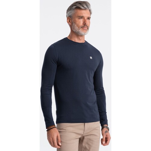 Textil Muži Trička s krátkým rukávem Ombre Pánské tričko s dlouhým rukávem Biraunt navy Tmavě modrá