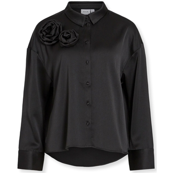 Vila Halenky Medina Rose Shirt L/S - Black - Černá