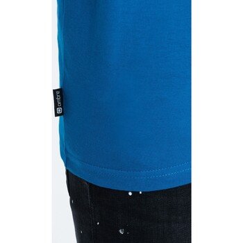 Ombre Pánské tričko s dlouhým rukávem Henley modrá Modrá