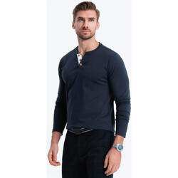 Textil Muži Trička s krátkým rukávem Ombre Pánské tričko s dlouhým rukávem Henley navy Tmavě modrá