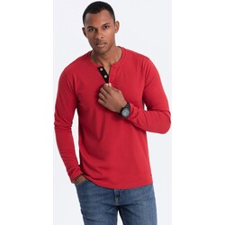 Textil Muži Trička s krátkým rukávem Ombre Pánské tričko s dlouhým rukávem Henley červená Červená