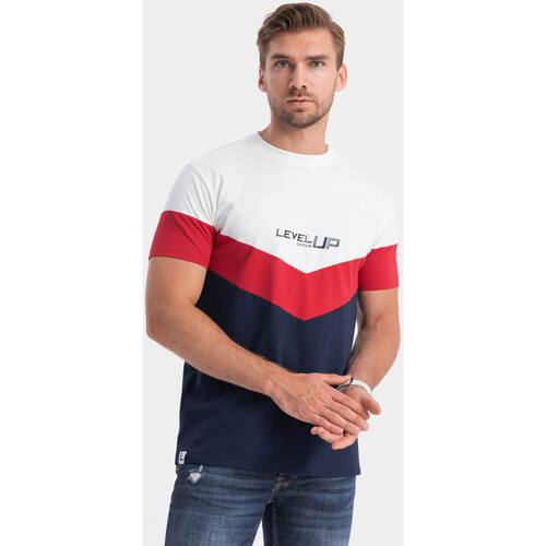 Textil Muži Trička s krátkým rukávem Ombre Pánské tričko s krátkým rukávem Kadyscien Bílá/Modrá tmavá